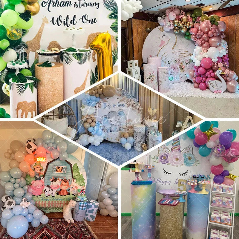 Aperturee - Aperturee Colorful Underwater Ocean Adventure Round Backdrop Kit with Friendly Whale and Pirate Turtle Baby Shower Party Decor