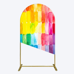 Aperturee - Aperturee Colorful Watercolor Print Birthday Arch Backdrop