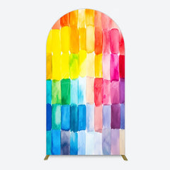 Aperturee - Aperturee Colorful Watercolor Print Birthday Arch Backdrop