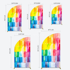Aperturee - Aperturee Colorful Watercolor Print Birthday Half Moon Arch Backdrop