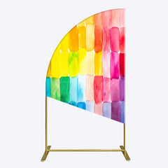 Aperturee - Aperturee Colorful Watercolor Print Birthday Half Moon Arch Backdrop