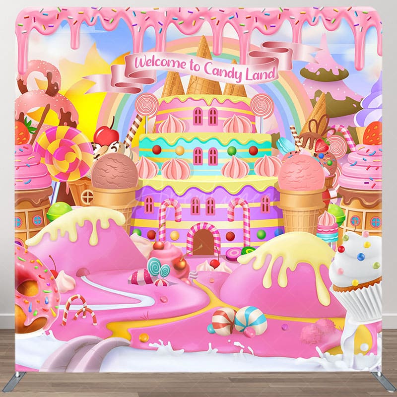 Aperturee - Aperturee Colorful Welcome To Candyland Pillow Cover Backdrop