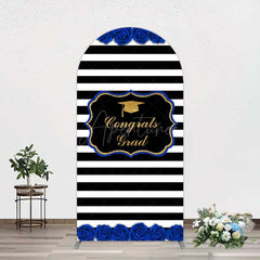Aperturee Aperturee Congrats Grad Royal Blue Flower Arch Backdrop