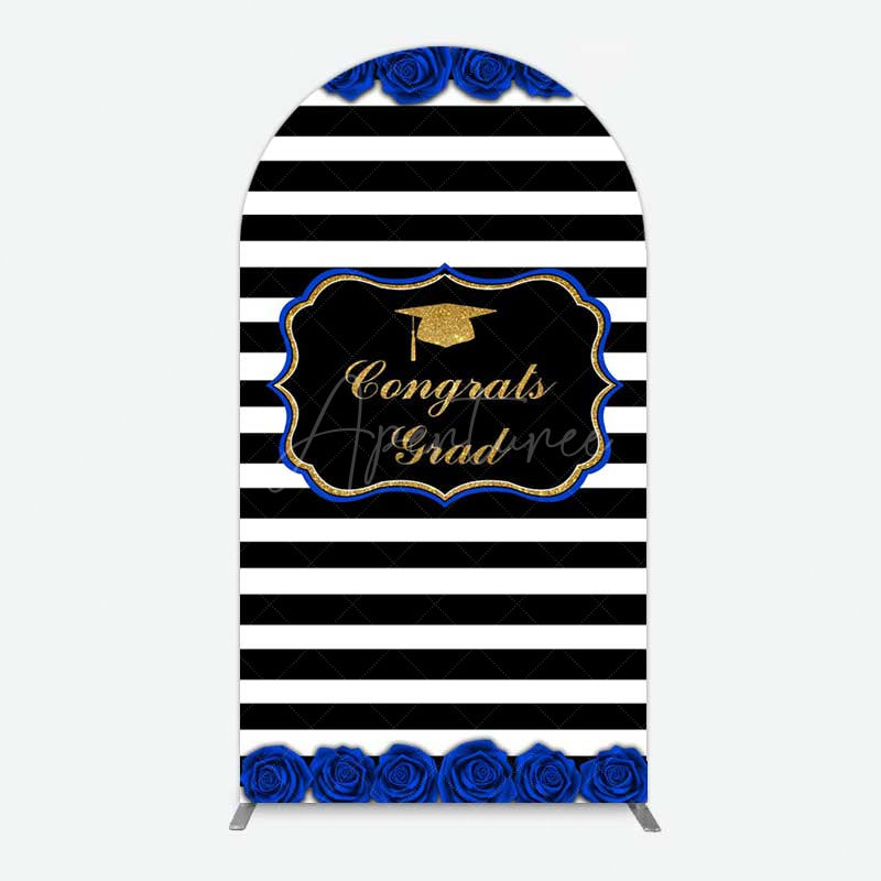 Aperturee Aperturee Congrats Grad Royal Blue Flower Arch Backdrop