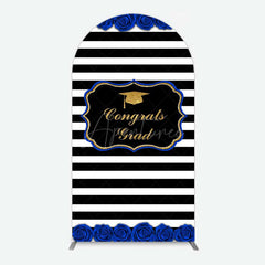 Aperturee Aperturee Congrats Grad Royal Blue Flower Arch Backdrop