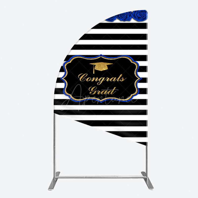 Aperturee Aperturee Congrats Grad Royal Blue Flower Half Moon Arch Backdrop