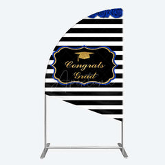 Aperturee Aperturee Congrats Grad Royal Blue Flower Half Moon Arch Backdrop