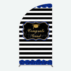 Aperturee Aperturee Congrats Grad Royal Blue Flower Half Moon Arch Backdrop