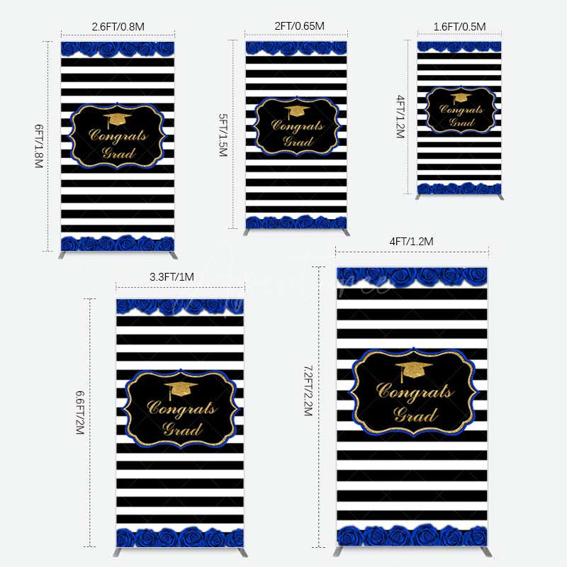 Aperturee Aperturee Congrats Grad Royal Blue Flower Rectangle Backdrop