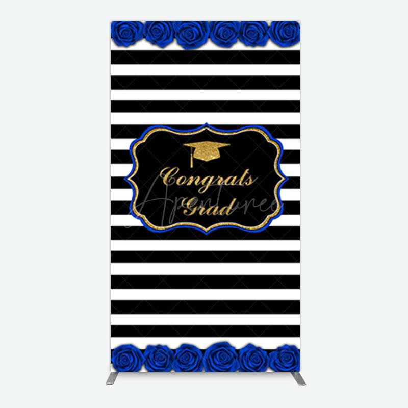 Aperturee Aperturee Congrats Grad Royal Blue Flower Rectangle Backdrop