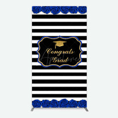 Aperturee Aperturee Congrats Grad Royal Blue Flower Rectangle Backdrop