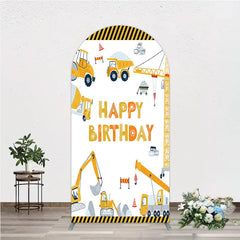 Aperturee - Aperturee Construction Arch Backdrop Happy Birthday Vehicles Truck Crane Party Supplies Decor