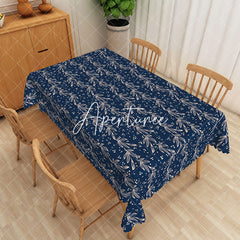 Aperturee - Aperturee Contemporary White Grey Line Art Plant Tablecloth