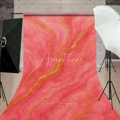 Aperturee - Aperturee Coral Pink and Gold Abstract Textured Sweep Backdrop Elegant Fluid Art Design for Studio Photography