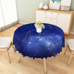 Aperturee - Aperturee Cosmic Nebula Galaxy Round Tablecloth Bright Blue Starry Space Theme for Kids Birthday and Events