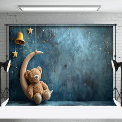 Aperturee - Aperturee Cosy Teddy Bear Grey Moon Starry Nights Backdrop