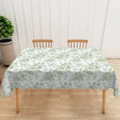 Aperturee - Aperturee Country Green Floral Tablecloth for Rustic Farmhouse Kitchen and Spring Garden Party Dining Decor
