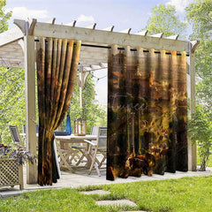 Aperturee - Aperturee Countryside View Waterproof Printed Outdoor Curtains
