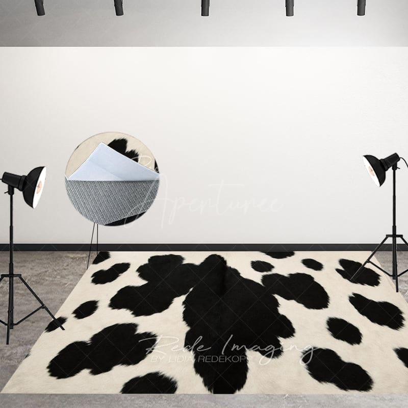 Aperturee - Aperturee Cow Pattern Carpet Fabric Floor Backdrop For Photo