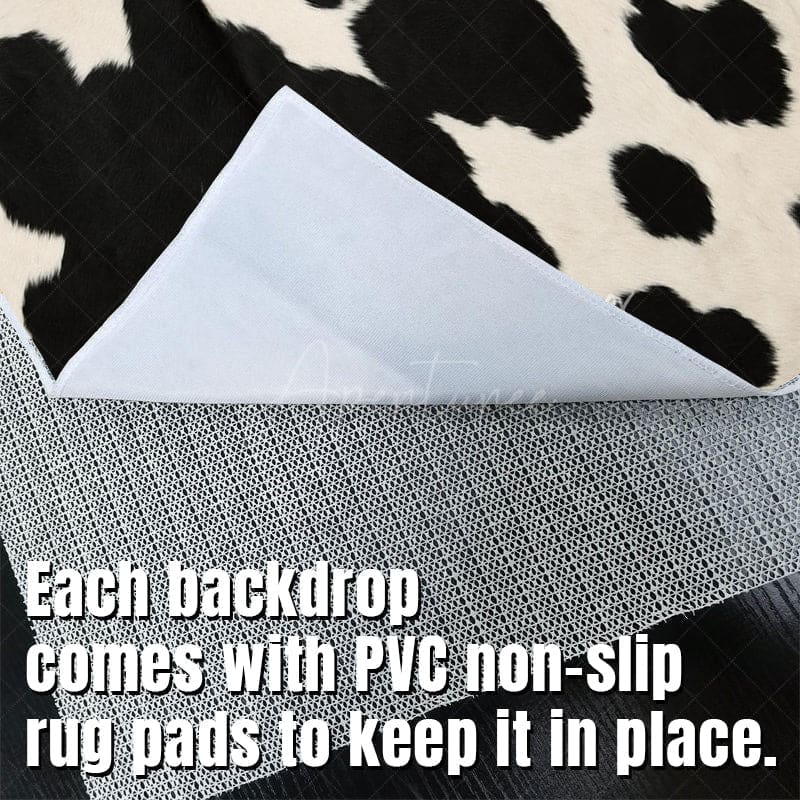 Aperturee - Aperturee Cow Pattern Carpet Fabric Floor Backdrop For Photo