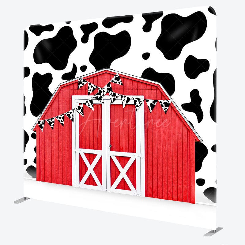 Aperturee - Aperturee Cow Pattern Farm Cowboy Farm Square Tension Backdrop