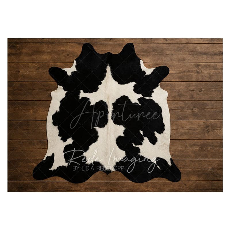 Aperturee - Aperturee Cow Shape Carpet Wood Rubber Floor Mat For Photo