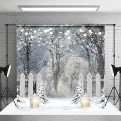 Aperturee - Aperturee Cozy Christmas Cottage Room Set Backdrop Painterly Winter Snow Scene Holiday Mini Session Photo Studio