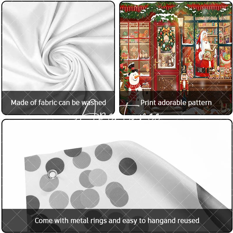 Aperturee - Aperturee Cozy Christmas Toy Shop with Santa Snowman and Gifts Garage Door Banner Festive Winter Holiday Decor