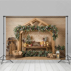 Aperturee - Aperturee Cozy Winter Wonderland Snow Covered Pine Trees Holiday Backdrop Festive Fairy Lights Photography Background