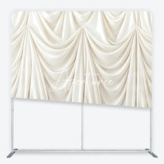 Aperturee - Aperturee Cream Ivory Draped Fabric Square Double-Sided Backdrop Luxurious Pleated Photography Background for Wedding Party