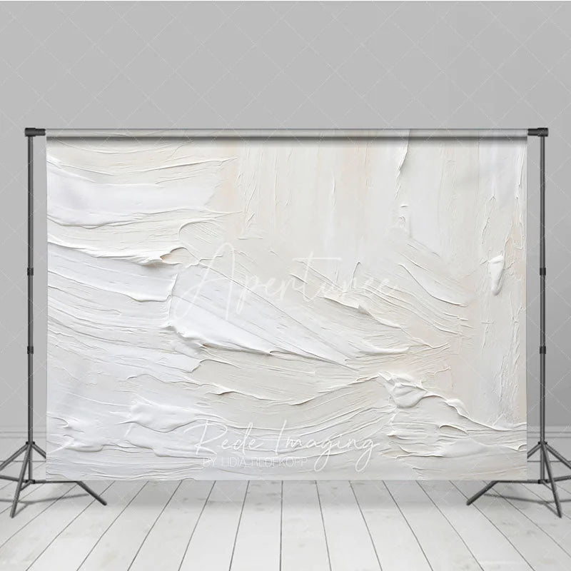 Aperturee - Aperturee Creamy White and Beige Textured Paint Strokes Photography Backdrop Abstract Art Studio Prop for Portraits