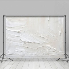 Aperturee - Aperturee Creamy White and Beige Textured Paint Strokes Photography Backdrop Abstract Art Studio Prop for Portraits