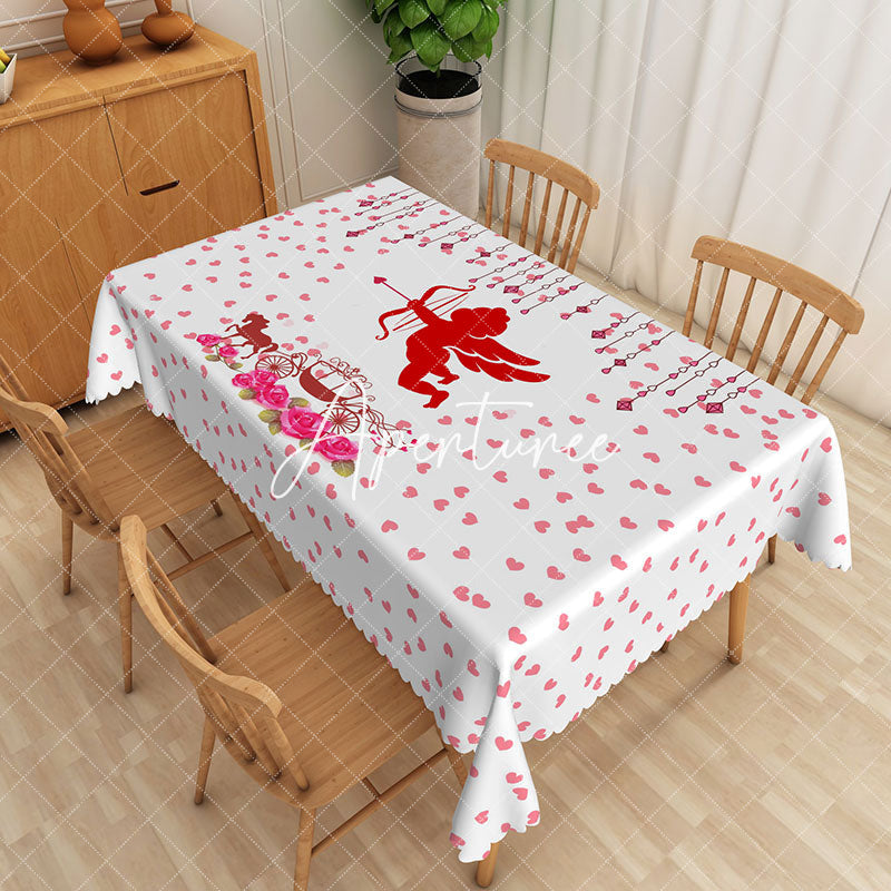 Aperturee - Aperturee Cupid Love Valentine’S Day Rectangular Tablecloth