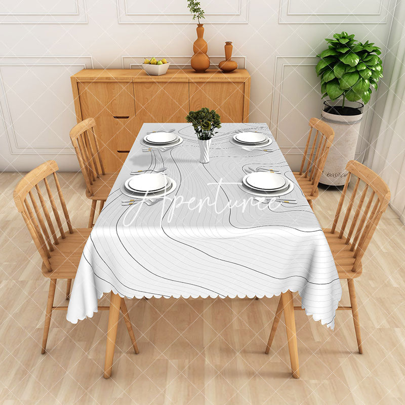 Aperturee - Aperturee Curve Black Lines Rectangle Tablecloth For Home