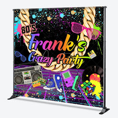 Aperturee - Aperturee Custom 80s Retro Neon Graffiti Party Backdrop with Gold Chain and Boombox Vibrant Birthday Decor