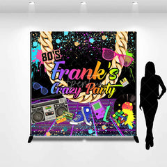 Aperturee - Aperturee Custom 80s Retro Neon Graffiti Party Backdrop with Gold Chain and Boombox Vibrant Birthday Decor