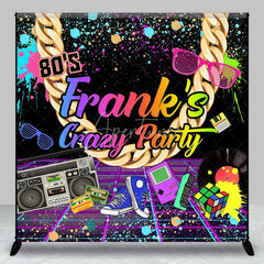 Aperturee - Aperturee Custom 80s Retro Neon Graffiti Party Backdrop with Gold Chain and Boombox Vibrant Birthday Decor