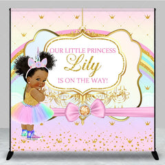 Aperturee - Aperturee Custom Baby Shower Backdrop African American Princess Unicorn Rainbow Gold Glitter
