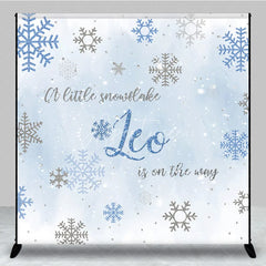 Aperturee - Aperturee Custom Baby Shower Backdrop Winter Wonderland Blue Snowflake Silver Sparkle Boy Decor