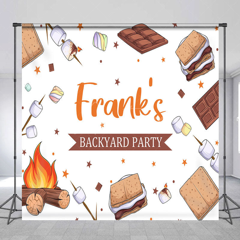 Aperturee Aperturee Custom Backyard Party Backdrop for Barbecue Campfire S’mores and Marshmallows Personalized Outdoor BBQ Decor