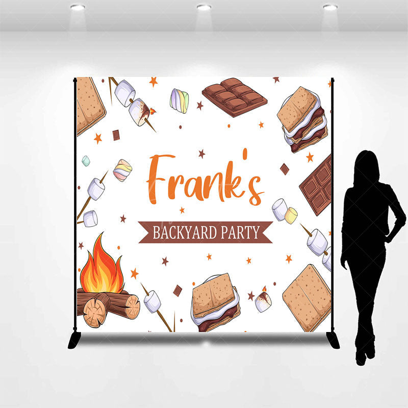 Aperturee Aperturee Custom Backyard Party Backdrop for Barbecue Campfire S’mores and Marshmallows Personalized Outdoor BBQ Decor