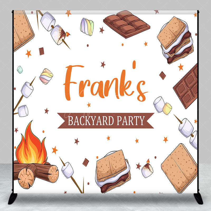 Aperturee Aperturee Custom Backyard Party Backdrop for Barbecue Campfire S’mores and Marshmallows Personalized Outdoor BBQ Decor
