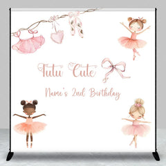 Aperturee - Aperturee Custom Ballerina Birthday Backdrop Personalized Tutu Cute Ballet Theme Party Decoration