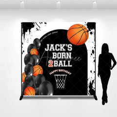 Aperturee - Aperturee Custom Basketball Born 2Ball Birthday Backdrop Eat Sleep Hoop Repeat Party Decor