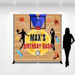 Aperturee - Aperturee Custom Basketball Court Birthday Bash Backdrop featuring Players and Sports Gear Party Decor