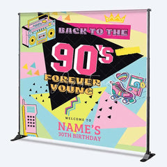 Aperturee - Aperturee Custom Birthday Backdrop Back to the 90s Personalize Name Retro Hip Hop Graffiti Background Nineties Party Decoration