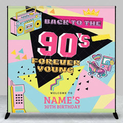 Aperturee - Aperturee Custom Birthday Backdrop Back to the 90s Personalize Name Retro Hip Hop Graffiti Background Nineties Party Decoration