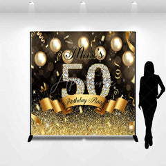 Aperturee - Aperturee Custom Birthday Backdrop Black Gold Balloons Diamond Number Background Personalized Name Age Adult Party Photography