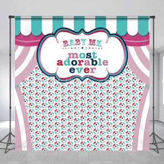 Aperturee - Aperturee Custom Birthday Backdrop Circus Carnival Tent Personalize Name Pastel Stripes Curtain Background Kids Party Decoration