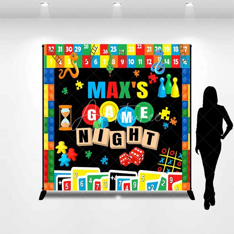 Aperturee - Aperturee Custom Birthday Backdrop Game Night Board Games Dice and Cards Party Decoration